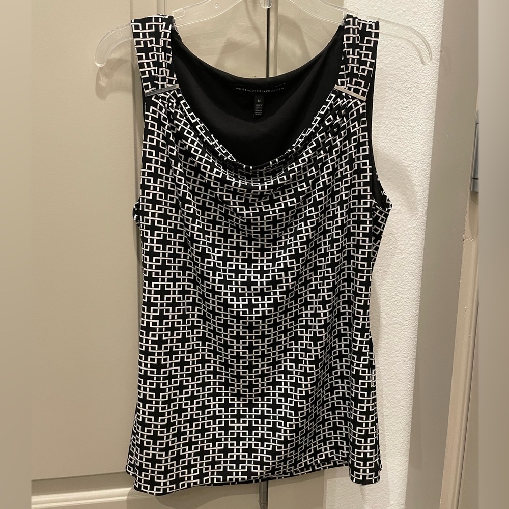 White House Black Market Sleeveless Drape Neck Top (Size: M)